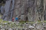 Snowdonia, Wales/uk - October 7 : Rock Climbing In Snowdonia Wal Stock Photo