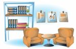 Cartoon  Illustration Interior Office Room With Separated Layers Stock Photo