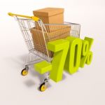 Shopping Cart And 70 Percent Stock Photo