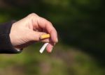Female Hand Breaks A Cigarette Stock Photo