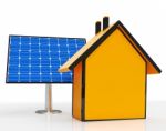 Solar Panel By Home Shows Renewable Energy Stock Photo