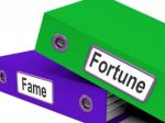Fortune Fame Folders Mean Rich Or Well Known Stock Photo