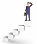 Character Success Shows Stairs Entrepreneurial And Winning 3d Re Stock Photo