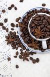 Cup Full Of Coffee Beans Stock Photo