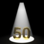 Golden Number 50 With Spotlit Stock Photo