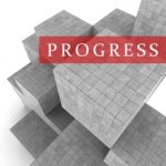 Progress Blocks Indicates Advancement Progression And Headway 3d Stock Photo