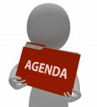 Agenda Folder Means Administration Paperwork And Arranging 3d Re Stock Photo