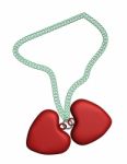 Two Red Hearts Necklace Stock Photo