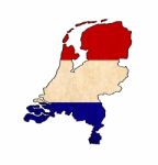 Netherlands Map On Netherlands Flag Drawing ,grunge And Retro Fl Stock Photo