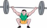 Weightlifter Deadlift Lifting Weights Cartoon Stock Photo