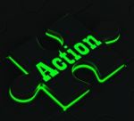 Action Puzzle Showing Motivation And Activism Stock Photo