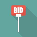 Auction Paddle In Flat Style Stock Photo