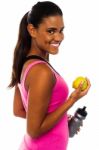 Eat Healthy, Stay Fit. Smiling African Girl Stock Photo