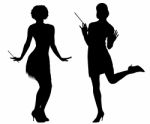 Silhouettes Of Women From Cabaret Stock Photo