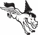 Pegasus Flying Horse Cartoon Stock Photo