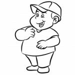 Line Drawing Cartoon Fat Boy Smiling -  Illustration Stock Photo
