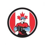 Canadian Baseball Pitcher Canada Flag Icon Stock Photo