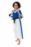 Kung Fu Kid In Action, Get Ready For More Stock Photo