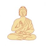 Gautama Buddha Sitting Lotus Position Drawing Stock Photo