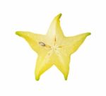 Sliced Star Apple Isolated On The White Background Stock Photo