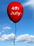 Red Fourth Of July Balloon Shows Independence Spirit And Promoti Stock Photo