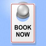 Book Now Sign Represents Double Room And Accommodation Stock Photo