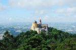 Colorful Palace Of Pena Landscape View In Sintra, Portugal Stock Photo