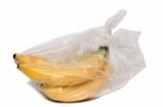 View Of Some Bananas Inside A Plastic Bag Stock Photo