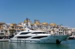 View Of A Luxury Yacht In The Harbour At Puerto Banus Stock Photo