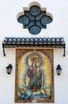 Religious Painting Outside The Church Of Nuestra Senora Del Rosa Stock Photo