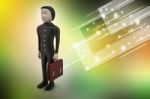 3d Business Man With Briefcase Stock Photo