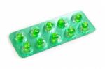 Green Flatulence Pill In The Blister Pack Stock Photo