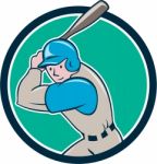 Baseball Player Batting Circle Cartoon Stock Photo