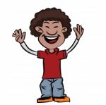 Cartoon Afro Hair Boy With Smiling -  Clipart Illustration Stock Photo