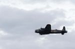Avro Lancaster Bomber Flying Over Shoreham Airfield Stock Photo
