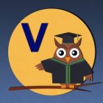 Alphabet V And Graduates Owl Stock Photo