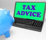 Tax Advice Laptop Shows Professional Advising On  Taxation Stock Photo