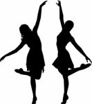 Silhouette Of Dancing Women Stock Photo