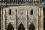 Detail Of The Facade Of St Vitus Cathedral In Prague Stock Photo