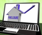 Foreclosure House Laptop Shows Lender Repossessing And Selling Stock Photo