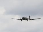 Dakota Aeroplane Flying Over Biggin Hill Airfield Stock Photo