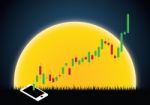 Stock Market Candle-stick Mobile Phone Moon Stock Photo