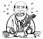 Cartoon Of Businessman Waiting Food-drawing  Stock Photo