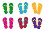 Isolated Slippers With Colorful Colors For Holiday, Slippers Stock Photo
