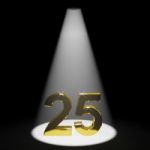 Golden Number Of 25 With Spotlit Stock Photo