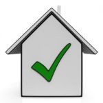 Home Icons With Check Showing House For Sale Stock Photo