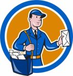 Mailman Postman Delivery Worker Circle Cartoon Stock Photo