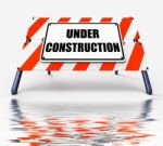 Under Construction Sign Displays Partially Insufficient Construc Stock Photo