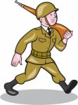 World War Two Soldier American Cartoon Isolated Stock Photo