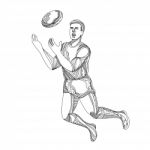Aussie Rules Football Player Jumping Doodle Stock Photo